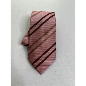 Peter Elliot Rose, Brown Striped Pattern 100% Silk Tie NWOT